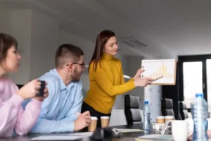 office workers working together-as team