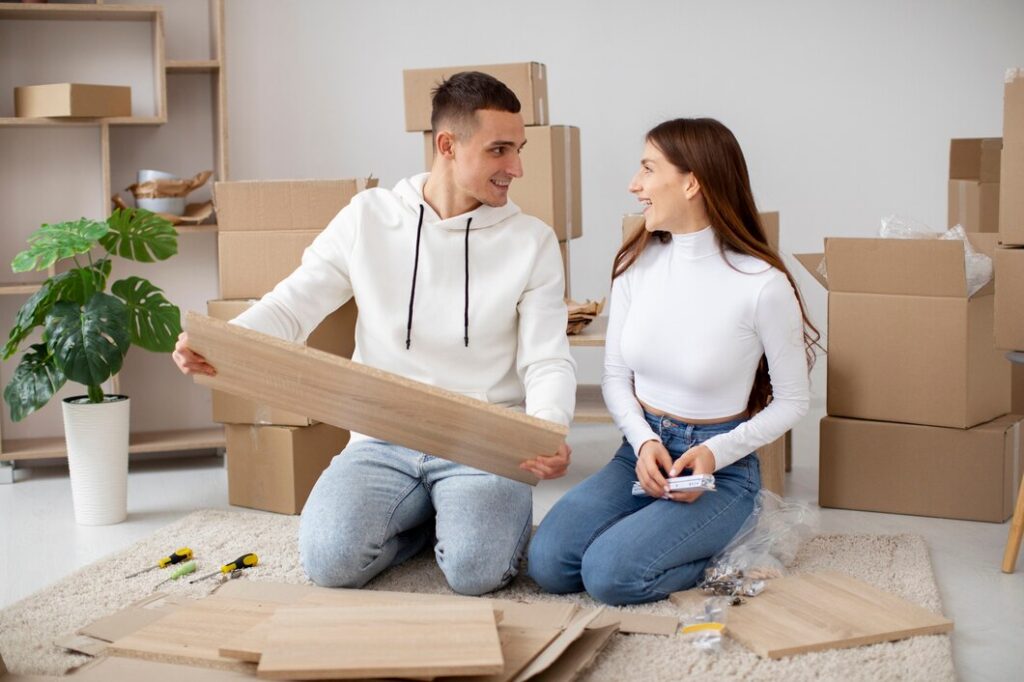 Couple moving in their new house